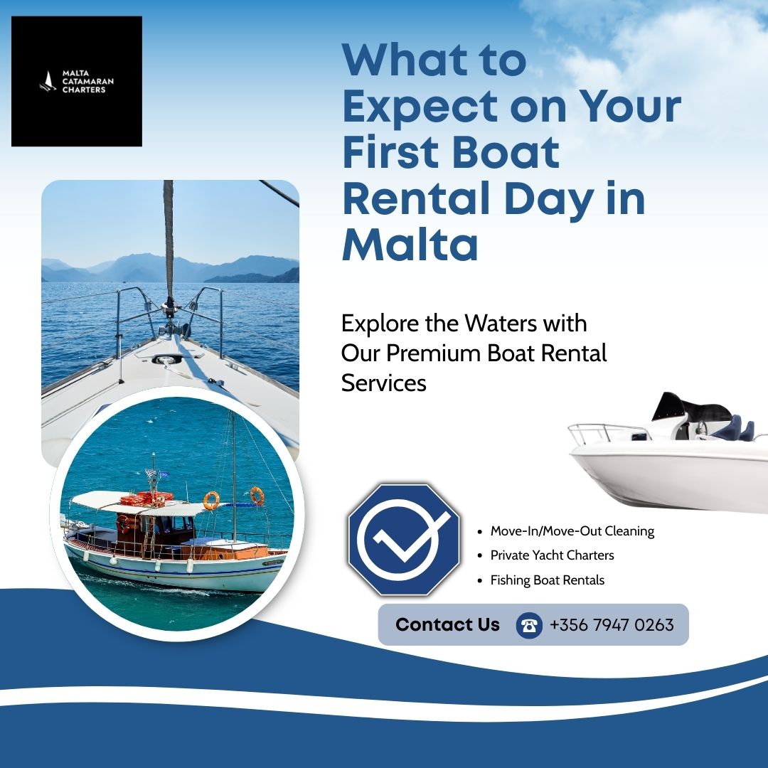 first boat rental day in Malta starting at the marina with calm sea